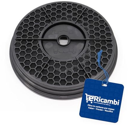 eRicambi, Filtro ai Carboni Attivi per Cappa, Adattabile con Faber Franke Smeg Rex Nautilus, kit F24 C.A Dimensioni: Diametro 21.2x3.4 (cm) TCH04-741 Sostituire ogni 2/3 Mesi