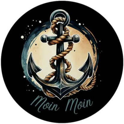 Anker mit Seil Magnet mit Flaschenöffner rund mit Spruch Moin Moin Maritimes Flair Schiff-Anker Marine-Sicherung Nautik-Eisen Boot umschlungen