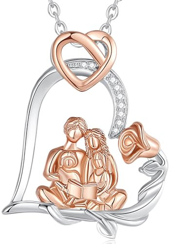 EUDORA Harmony Ball Herz Mutter Vater Tochter Sohn Kette für Damen S925 Sterling Silber, Mama Papa Familie Halskette Anhänger Schmuck Muttertag Geschenk für Mutter Mom Tochter Stiefmutter Ehefrau,18
