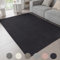 Ceneco Teppich Schwarz, Kurzflor Teppich Wohnzimmer, rutschfeste Waschbare Teppiche Schlafzimmer, Weicher Teppiche, Chenille Tepich Kinderzimmer, Dünner Teppisch Lounge (Schwarz, 120×160cm)