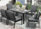 MeXo Aluminium Gartenmöbel Set, Wetterfestes Gartenlounge-Set, Garten Essgruppe für 6 Personen, 7-TLG., 6 Sessel, 1 Esstisch, 12 Auflagen