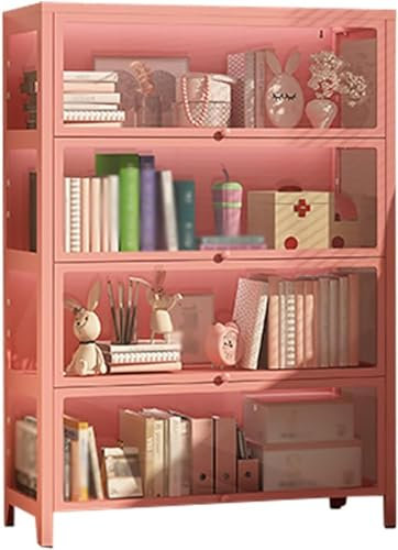 Wrobelax Glasvitrine, freistehende Vitrine, Vitrine, Vitrine für Wohnzimmer, Schlafzimmer und Wohnzimmer, Dekoration, Spielzimmer (Farbe: Rosa)