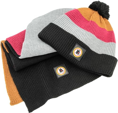 IMMA AS Rom Set für Erwachsene, mit Logo, Lederpatch, Skipper, Mütze & Scarf