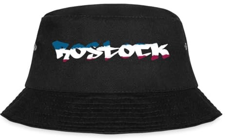 Spreadshirt Rostock Graffiti Kunst Fischerhut, L/XL (Caps), Schwarz