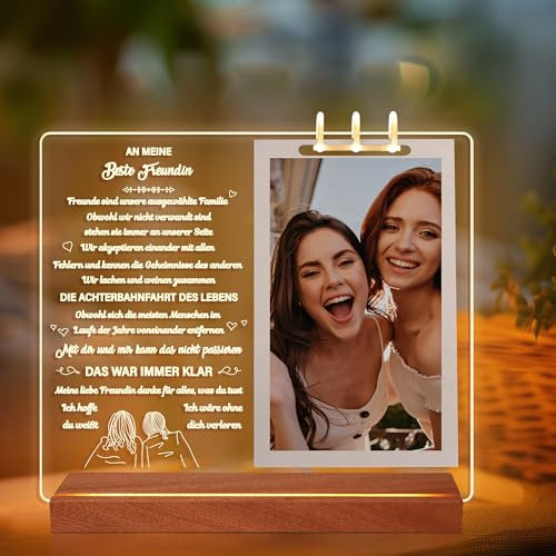 Anywin Fotoalbum-Lampe als Geschenk für die beste Freundin, LED-Warmlichtlampe für Schwestern, BFF Besties, Stromversorgung über USB-Kabel, Tastensteuerung, für Wohnzimmer Schlafzimmer-Dekoration