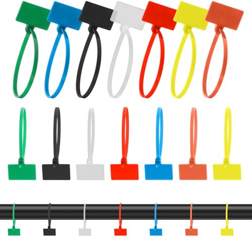 Cable Zip Tie with Tag 100 Pcs Wire Zip Ties with Label Self-Locking Plastic Nylon Cable Ties with Write On Label Multicolor Small Zip Tie Label Tags for Wire Marking and Organizing