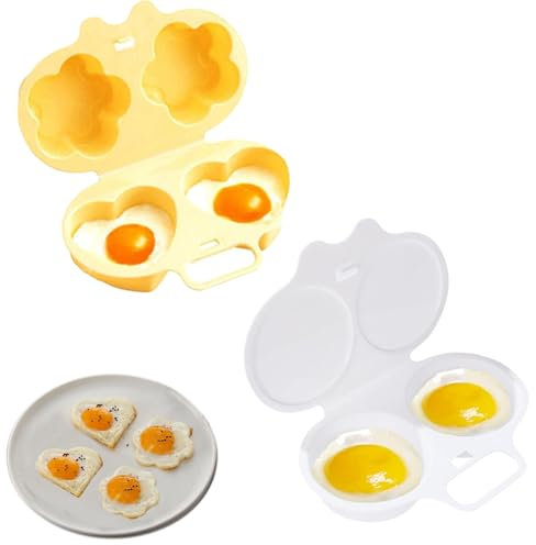 2 PCS Microwave Egg Poacher, Microwave Egg Poacher 2, Egg Poacher Microwave, Poached Egg Maker, Nonstick Poached Egg Maker with Lid, Reusable Poached Egg Maker Microwave Egg Cooker