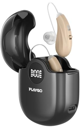 Flaygo Hearing Aids for Seniors,Hearing Aids for People with Hearing Loss, Sound Quality Restoration, Intelligent Noise Reduction, Standby 80h, One-Button Operation, Comfortable Wearing,Beige