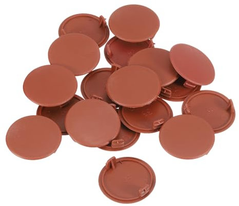 sourcing map Lot de 28 cache-trous de charnière cachés en plastique pour meubles, armoires, placards - 35 mm (marron)