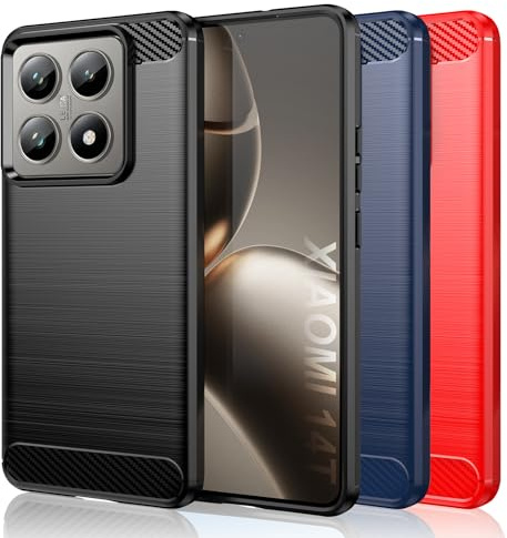 SCL Hülle für Xiaomi 14T Handyhülle Xiaomi 14T Pro Hülle, [Schwarz] Carbonfaser-Bürsteneffekt Design – Modernes, Kratzfestes Gehäuse für Xiaomi 14T/14T Pro