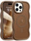 Pepmune Magnetic for iPhone 14 Pro Max Case [Compatible with Magsafe] Translucent Matte Cute Curly Wave Frame Phone Case,Soft TPU Bumper Slim Fit Shockproof Protective Cover for Men Women-Gold