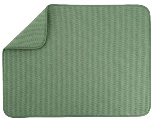 Microfibre Dish Drying mat XXL for Kitchen Draining Board Mat Washing Up Drying Mat Super Absorbent Quick Drying 46 x 60cm Green