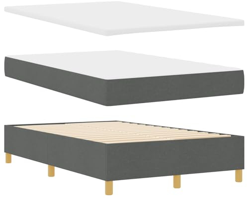 vidaXL Boxspringbett mit Matratze Dunkelgrau 120 x 190 cm Stoff, Moderner Boxspring-Bett, rechteckiger Rahmen, stylisches Schlafzimmermöbel, bequem schlafen, langlebige Schaumstoffmatratze