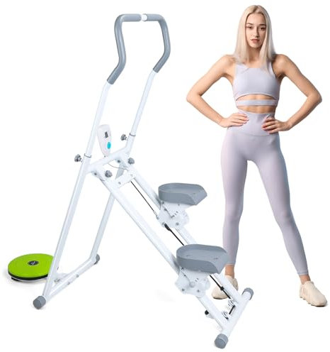 Step Machine Treppensteiger, zusammenklappbar, vertikal, für Heim-Fitnessübungen, verstellbares Fußpedal und Lenker, Cardio-Treppensteiger mit erweitertem Schrittbereich und LCD-Monitor