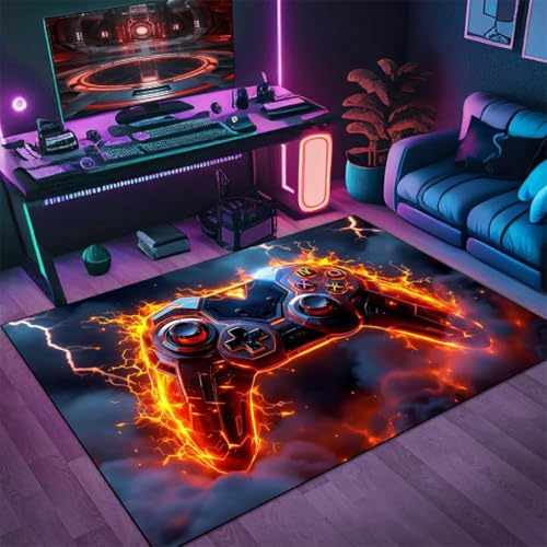 PEIHUODAN Gaming-Teppiche, 3D-Neon-Teppich Mit Dekorativem Muster, Graffiti-Fußmatte Für Jugendzimmer Von Jungen Geeignet Für Kinderzimmer, Spielzimmer, Wohnzimmer (Farbe 6,120x180cm)