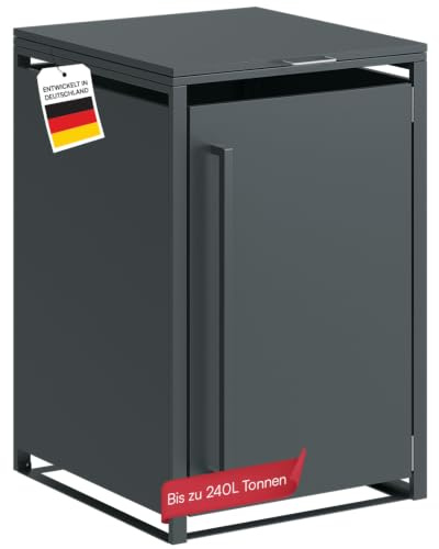 STEELSØN Xalara Mülltonnenbox für 1 Tonne bis 240L, Anthrazit, aus Stahl | Mülltonnenverkleidung, Müllcontainer, wetterfeste & UV-beständige Müllbox, Gerätebox für Garten, Verkleidung für Mülltonnen