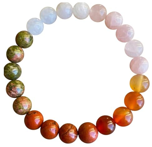 Fruchtbarkeit Armband Kinderwunsch Schwangerschaft Edelstein Perlenarmband 18cm Unakit Mondstein Rosenquarz Karneol Spiritueller Glücksbringer Werdende Mütter Perlen Armband Geschenk Frauen