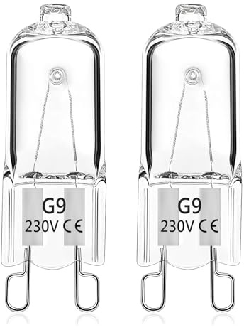 Wieyily G9 Halogen Oven Bulb 25W, 230V G9 Halogen Light Bulbs Dimmable Warm White 2700K, 300℃ Heat Tolerant for Neff, AEG, Zanussi, Bosch Ovens and Microwave Applications, 2 Pack