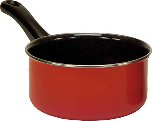 Karl Krüger Stieltopf, Emaille, Rot, 16 cm