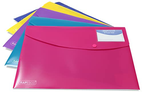 Rapesco 0701 Pochette Porte-Documents ID, A4+, Couleurs Vives Opaques, Lot de 5