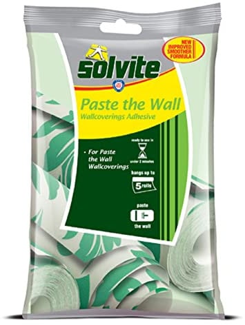 Solvite Paste The Wall Wallcoverings Adhesive, Wallpaper Adhesive for Smooth or Textured Back, Vinyl & Embossed Wallpapers, Easy to Use Wallpaper Paste, Strong Paste with High Yield, 5 Rolls, 1x230g