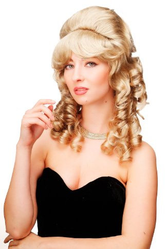 WIG ME UP - Damenperücke Qualitätsperücke Perücke Barock Kolonial Toupiert Beehive Korkenzieher-Locken Blond F156-D-24