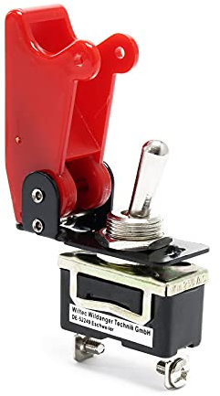 Wiltec Kill Switch ON-OFF Kippschalter für 125 V 35 A, mit roter Kappe, verplombbar, Knock Out für Tuning