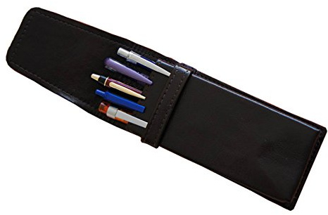 Leder Etui für 5 Füller Kugelschreiber Bleistift, Schreibgeräte Farbe Schwarz Echt Leder !