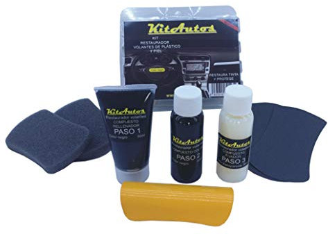 KITAUTOS Kit restaurador Volantes de Piel y plastico Color Negro.