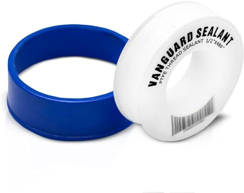 PTFE Plumbers Water Sealant Thread Tape 460 Length 1/2 Width White by Vanguard Sealants Perfect for Shower Heads and Pipe Threads (1)