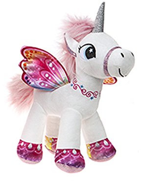 BARRADO Plüsch Geflügeltes Einhorn Stehend (Weiß/Rosa, 34cm)