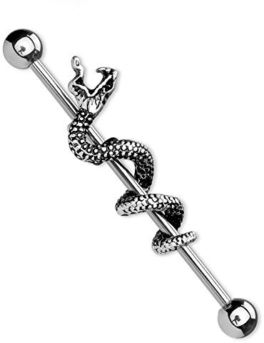 eeddoo Industrial-Piercing Schlange Silber Edelstahl