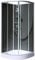Schulte cabine de douche complète en kit 90 x 90 x 202 cm (bac de douche inclus), profilé alu-argenté, paroi arrondie avec portes coulissantes, verre de sécurité, cabine intégrale