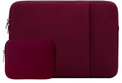 RAINYEAR 14 Pollici Manicotto del Computer Portatile Custodia Protettiva Borsa del Computer con Tasca Frontale & Accessori Pouch, Compatibile con 14 Pollici Notebook Chromebook Ultrabook, Rosso