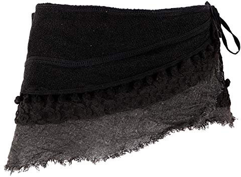 GURU SHOP Goa Cacheur mit Spitze, Minirock, Wickelrock Gürtel - Schwarz, Damen, Baumwolle, Size:S