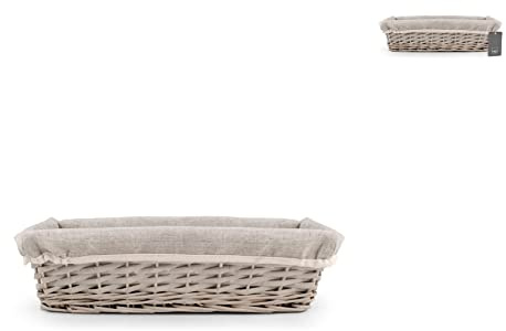 H&H Cestino Porta Grissini Rettangolare, Vimini, 35x17cm