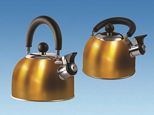 Gold 1.6 Litre Gas Hob Kettle with Folding Handle Caravan Motorhome