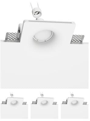 ledscom.de 4 Stück LED Gips Einbaustrahler GIEDI DIY, inkl. GU10 Lampe 630lm warm-weiß
