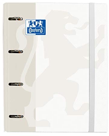 Carpeta con Recambio Oxford, Tapa Extradura A4+ con Recambio 100 Hojas, Cuadrícula 5x5, Color Blanco, 400132987, Europeanbinder