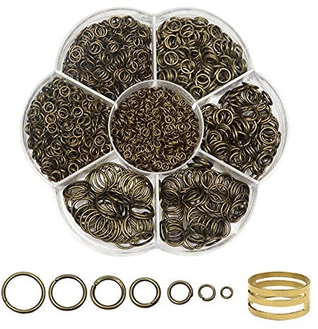 TOAOB 2300pcs Antique Bronze Open Jump Rings Jewellery Findings Jewelry Connector Rings 3mm to 10mm with Opener Tool for Jewelry Making