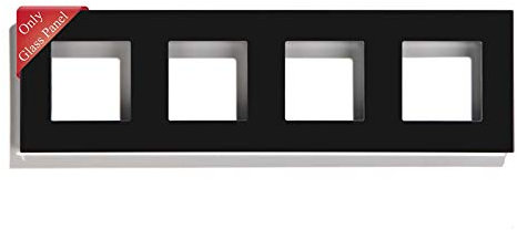 BSEED Panel de vidrio con marco para interruptores de luz y enchufes Panel de vidrio de vidrio para interruptores de luz de pared y enchufes Negro 299 mm
