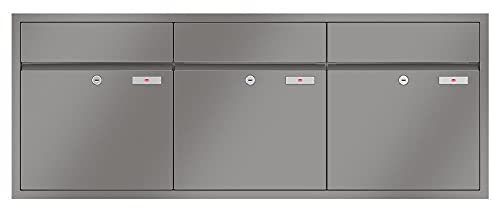 RENZ/Plan / 3er Unterputz-Briefkastenanlage Einbau-Briefkasten/RAL-Farbe 9007 Volumen 28 L/Dein-Briefkasten.de