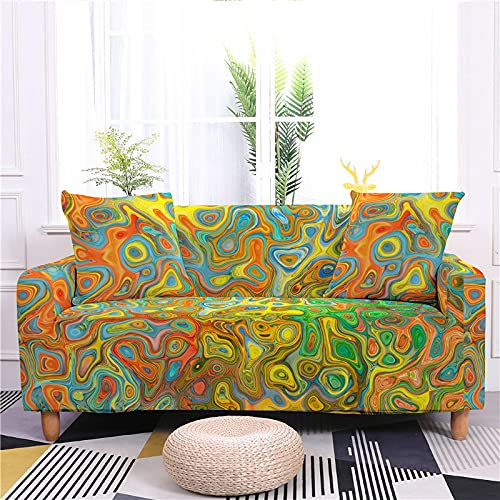 Meiju-shop Mateju Bedruckte Sofabezug - Elastische Sofa-Abdeckungen - 1/2/3/4-Sitzer Slip-Resistent Universal Sofa-Abdeckung für Wohnzimmer Stretch-Sofabezug (Gelb,2-Sitzer 145-185cm)