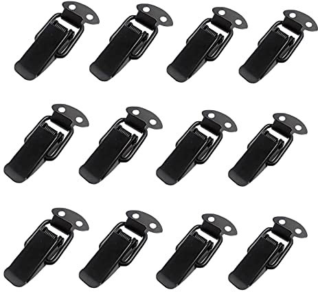 WiDream 12 Pièces Bascule à Ressort Bascule, Fermeture à Levier Moraillon, Serrure à Ressort en Acier Inoxydable, Noir, Pour Valise, Boîte à Outils, Tiroir, Coffre, Armoire, Armoire, Casiers