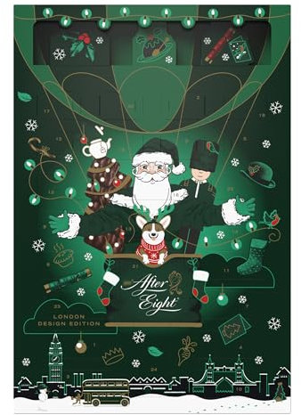 NESTLÉ AFTER EIGHT Adventskalender mit Pfefferminz-Schokolade sowie dunkler Schokolade mit Minzcremefüllung, Weihnachtskalender für Minz-Liebhaber, 1er Pack (1 x 199g)