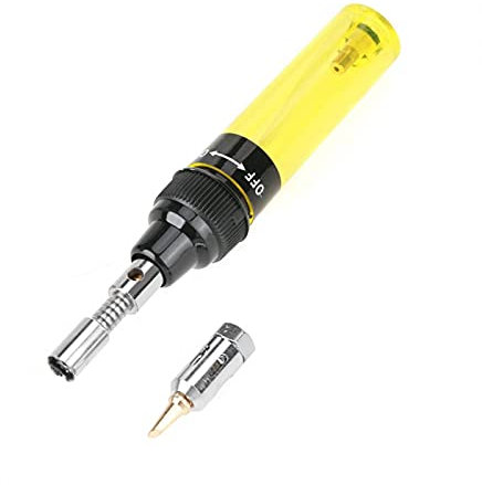 Kadimendium Saldatore a Gas Kit di Saldatura a Butano Kit di Strumenti per Saldatura a Penna per Saldatura a Gas Senza Fili 1300℃(giallo)