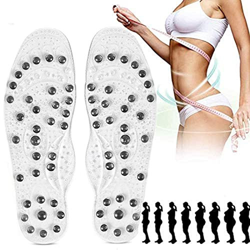 Magnetische Einlegesohlen zum Abnehmen - Massage Einlegesohle für den Alltag Geeignet Akupressur Schuheinlagen Orthopädische - Fördern Durchblutung - Ermüdung entlasten (Size:S,Color:Transparent)