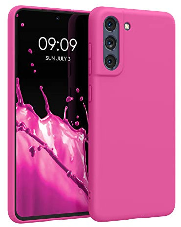 kwmobile Custodia Compatibile con Samsung Galaxy S21 FE Cover - Back Case per Smartphone in Silicone TPU - Protezione Gommata - rosa shocking