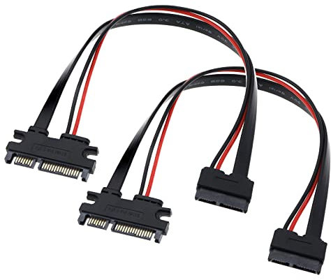 Create idea 2 Pzs Adaptador de Cable de Extensión Sata Macho 22 Pines A Hembra Sata de 13 Pines Cable Adaptador SATA Cable de Extensión Combinado Datos Y Alimentación SATA de 30cm