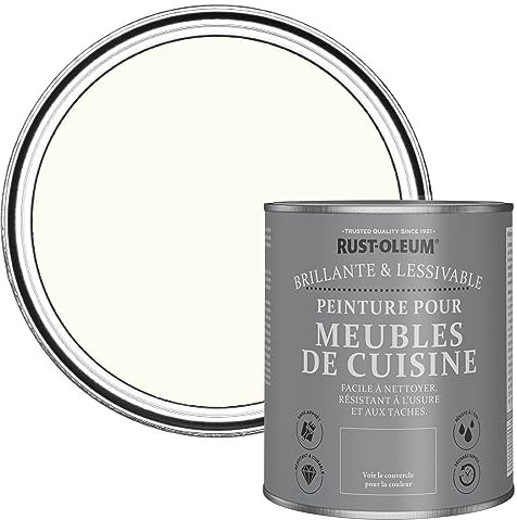 Rust-Oleum Peinture Blanche pour Meubles de Cuisine, Finition Brillante - Porcelaine 750ml